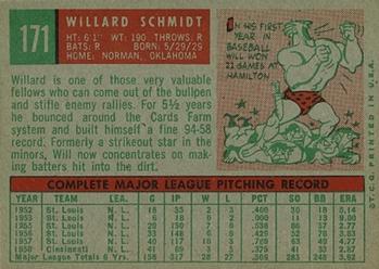 Willard Schmidt  baseball card collectible - Main Image 2