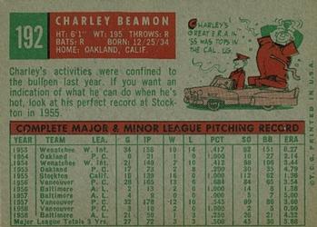 Charley Beamon  baseball card collectible - Main Image 2