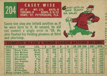 Casey Wise  baseball card collectible - Main Image 2