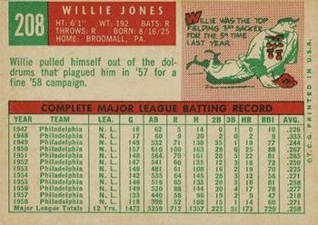 Willie Jones  baseball card collectible - Main Image 2