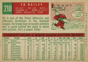 Ed Bailey  baseball card collectible - Main Image 2
