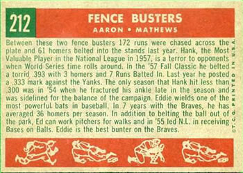 Fence Busters (Hank Aaron / Eddie Mathews)  baseball card collectible - Main Image 2