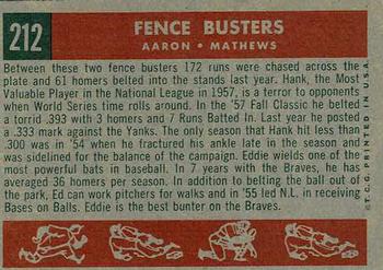 Fence Busters (Hank Aaron / Eddie Mathews)  baseball card collectible - Main Image 2