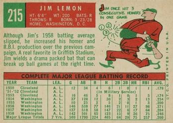 Jim Lemon  baseball card collectible - Main Image 2