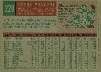Frank Malzone  baseball card collectible - Main Image 2