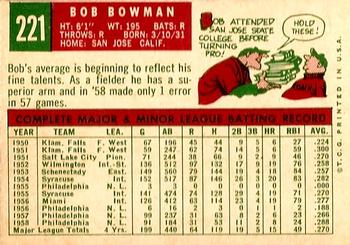 Bob Bowman  baseball card collectible - Main Image 2