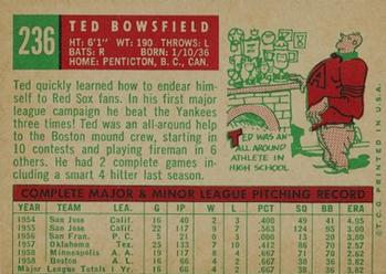 Ted Bowsfield  baseball card collectible - Main Image 2