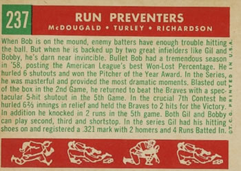 Run Preventers (Gil McDougald / Bob Turley / Bobby Richardson)  baseball card collectible - Main Image 2