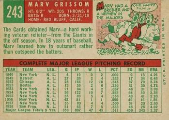Marv Grissom  baseball card collectible - Main Image 2