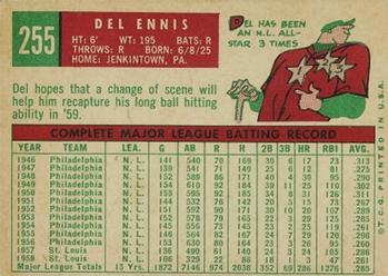 Del Ennis  baseball card collectible - Main Image 2