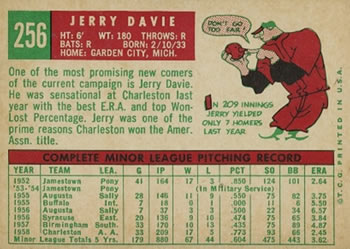 Jerry Davie  baseball card collectible - Main Image 2