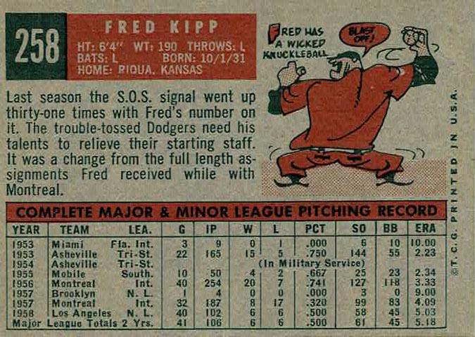 Fred Kipp  baseball card collectible - Main Image 2