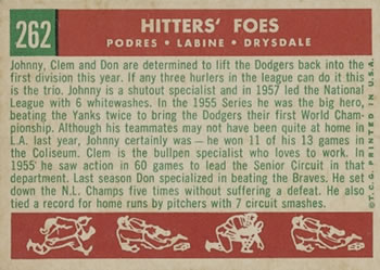Hitters’ Foes (Johnny Podres / Clem Labine / Don Drysdale)  baseball card collectible - Main Image 2