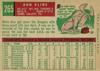 Ron Kline  baseball card collectible - Main Image 2