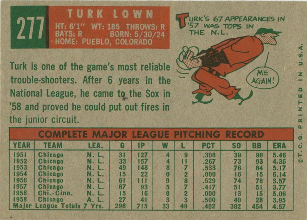 Turk Lown  baseball card collectible - Main Image 2
