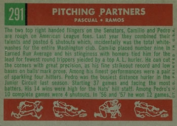 Pitching Partners (Pedro Ramos / Camilo Pascual)  baseball card collectible - Main Image 2