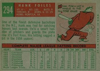 Hank Foiles  baseball card collectible - Main Image 2