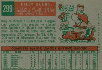 Billy Klaus  baseball card collectible - Main Image 2