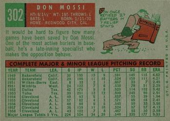 Don Mossi  baseball card collectible - Main Image 2