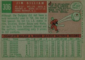 Jim Gilliam  baseball card collectible - Main Image 2