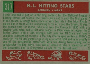 N.L. Hitting Kings (Richie Ashburn / Willie Mays)  baseball card collectible - Main Image 2