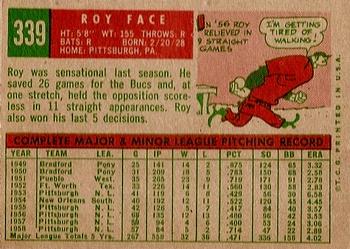 Roy Face  baseball card collectible - Main Image 2