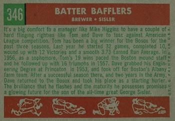 Batter Bafflers (Tom Brewer / Dave Sisler)  baseball card collectible - Main Image 2