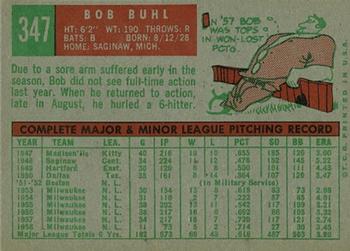Bob Buhl  baseball card collectible - Main Image 2