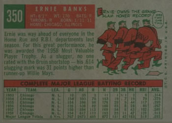 Ernie Banks  baseball card collectible - Main Image 2