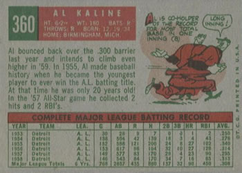Al Kaline  baseball card collectible - Main Image 2