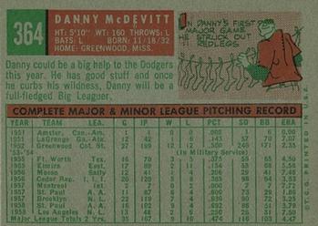 Danny McDevitt  baseball card collectible - Main Image 2