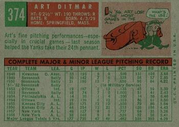 Art Ditmar  baseball card collectible - Main Image 2