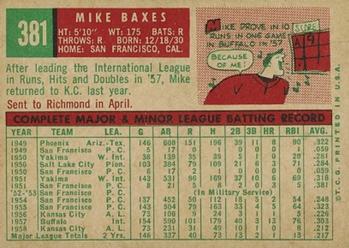 Mike Baxes  baseball card collectible - Main Image 2