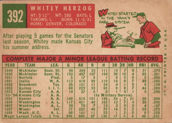 Whitey Herzog  baseball card collectible - Main Image 2