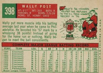 Wally Post  baseball card collectible - Main Image 2