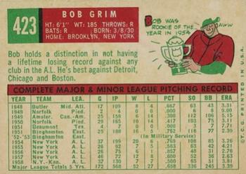 Bob Grim  baseball card collectible - Main Image 2