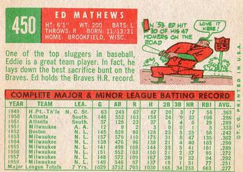 Ed Mathews  baseball card collectible - Main Image 2