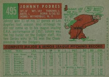 Johnny Podres  baseball card collectible - Main Image 2