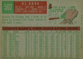 Al Dark  baseball card collectible - Main Image 2