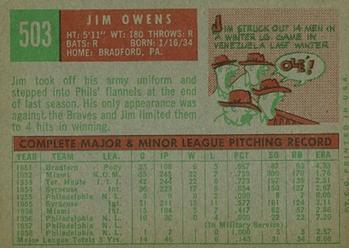 Jim Owens  baseball card collectible - Main Image 2