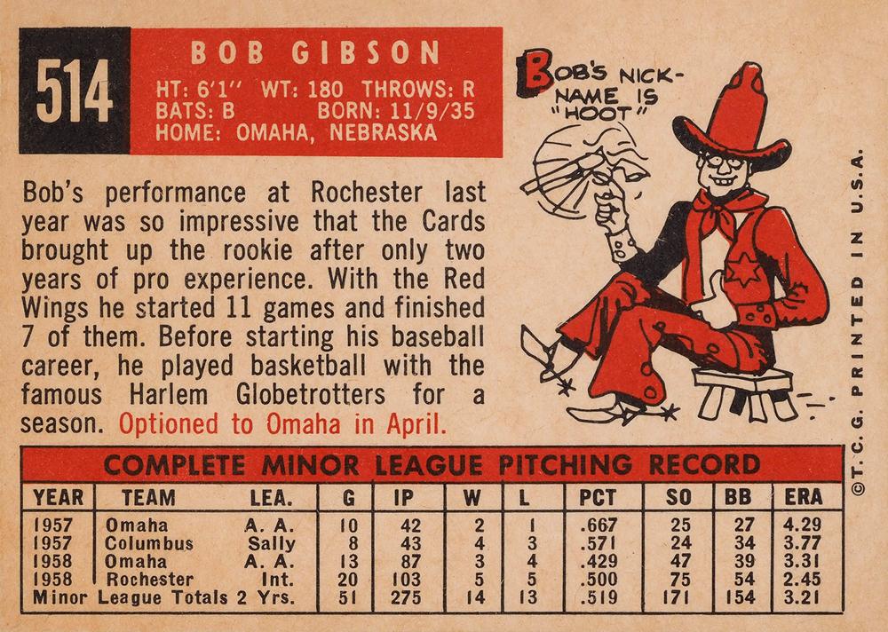 Bob Gibson  baseball card collectible - Main Image 2