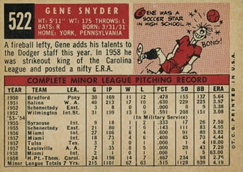 Gene Snyder  baseball card collectible - Main Image 2