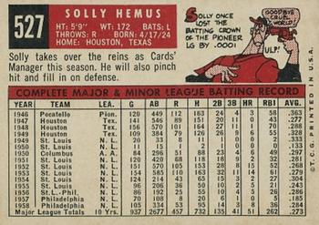 Solly Hemus  baseball card collectible - Main Image 2