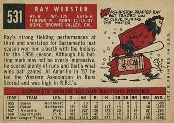 Ray Webster  baseball card collectible - Main Image 2