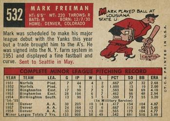 Mark Freeman  baseball card collectible - Main Image 2