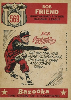 Bob Friend  baseball card collectible - Main Image 2