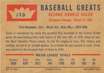 George Sisler  baseball card collectible - Main Image 2
