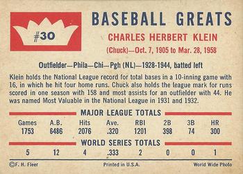 Chuck Klein  baseball card collectible - Main Image 2