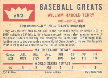 Bill Terry  baseball card collectible - Main Image 2