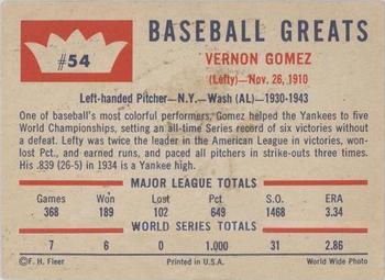 Lefty Gomez  baseball card collectible - Main Image 2